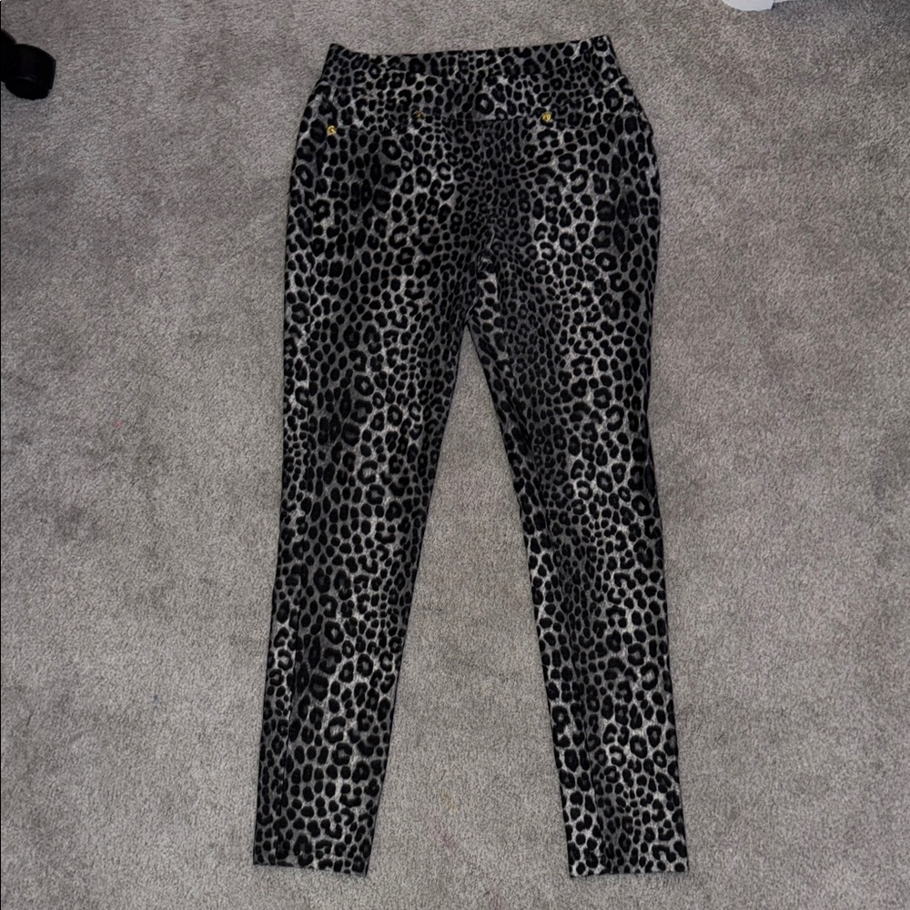 Michael Kors Black and Gray Leopard Skinny Jeans